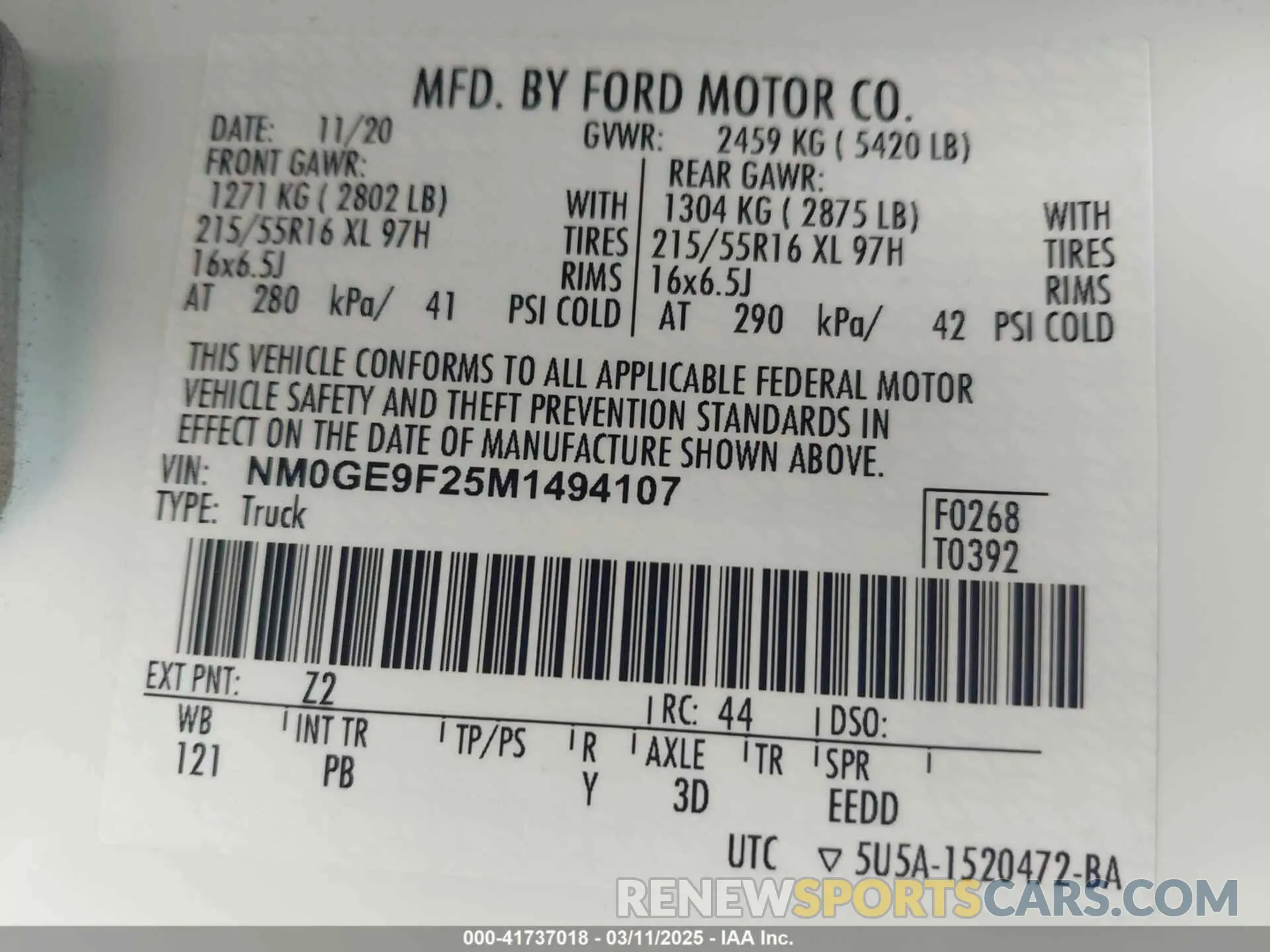 9 fotografías del automóvil dañado NM0GE9F25M1494107 FORD TRANSIT CONNECT 2021