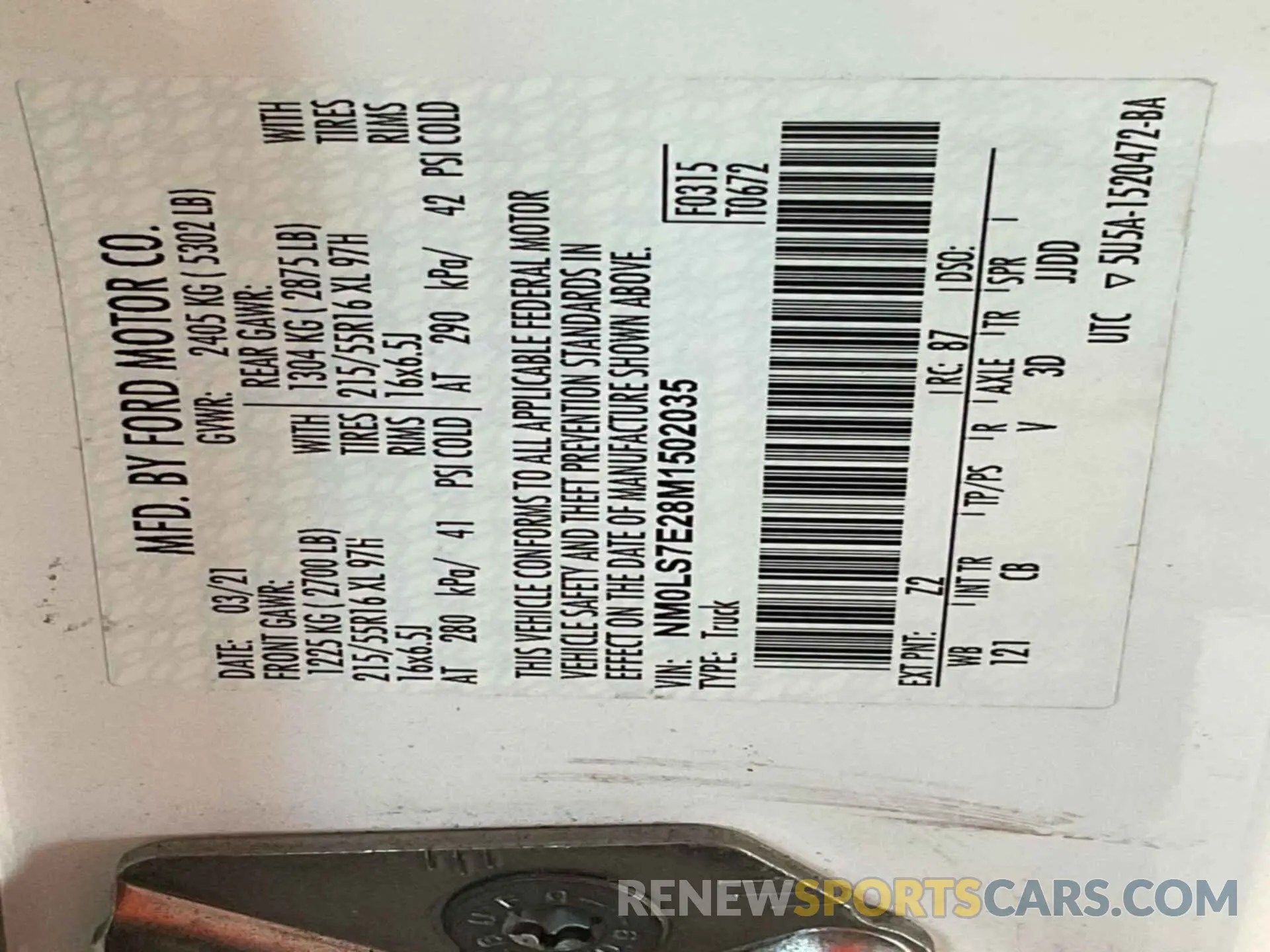 8 fotografías del automóvil dañado NM0LS7E28M1502035 FORD TRANSIT CONNECT 2021