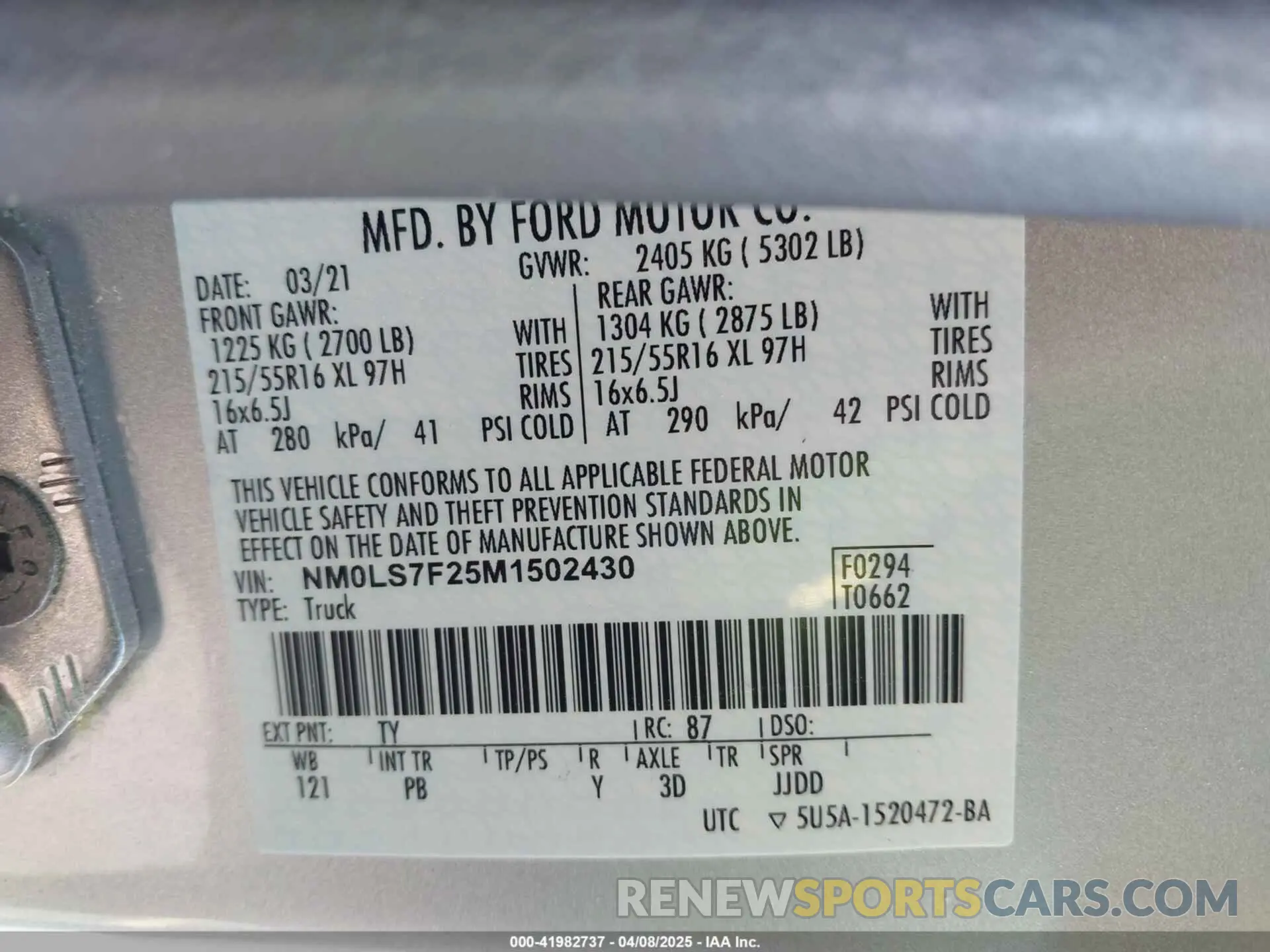 9 fotografías del automóvil dañado NM0LS7F25M1502430 FORD TRANSIT CONNECT 2021