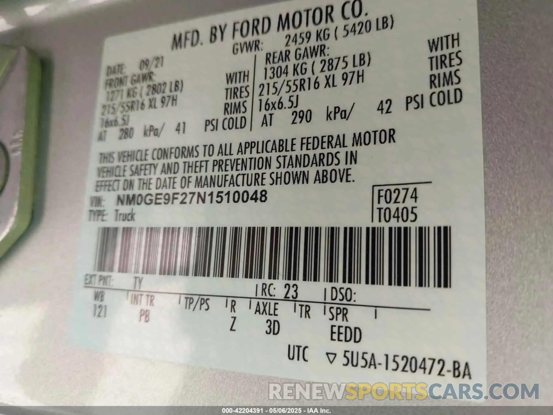 9 fotografías del automóvil dañado NM0GE9F27N1510048 FORD TRANSIT CONNECT 2022