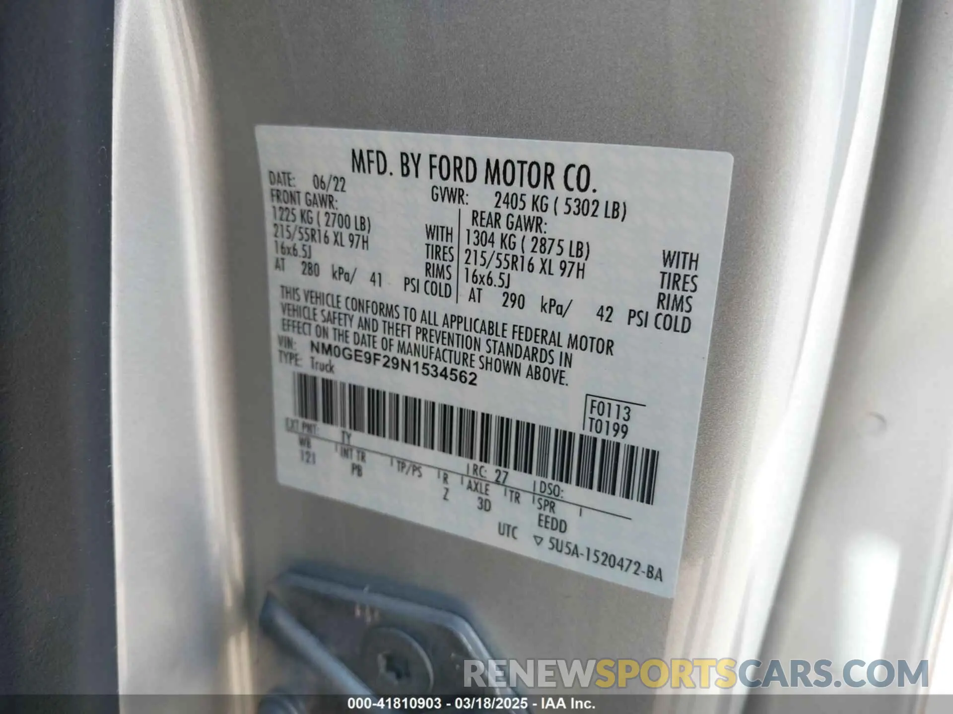 9 fotografías del automóvil dañado NM0GE9F29N1534562 FORD TRANSIT CONNECT 2022