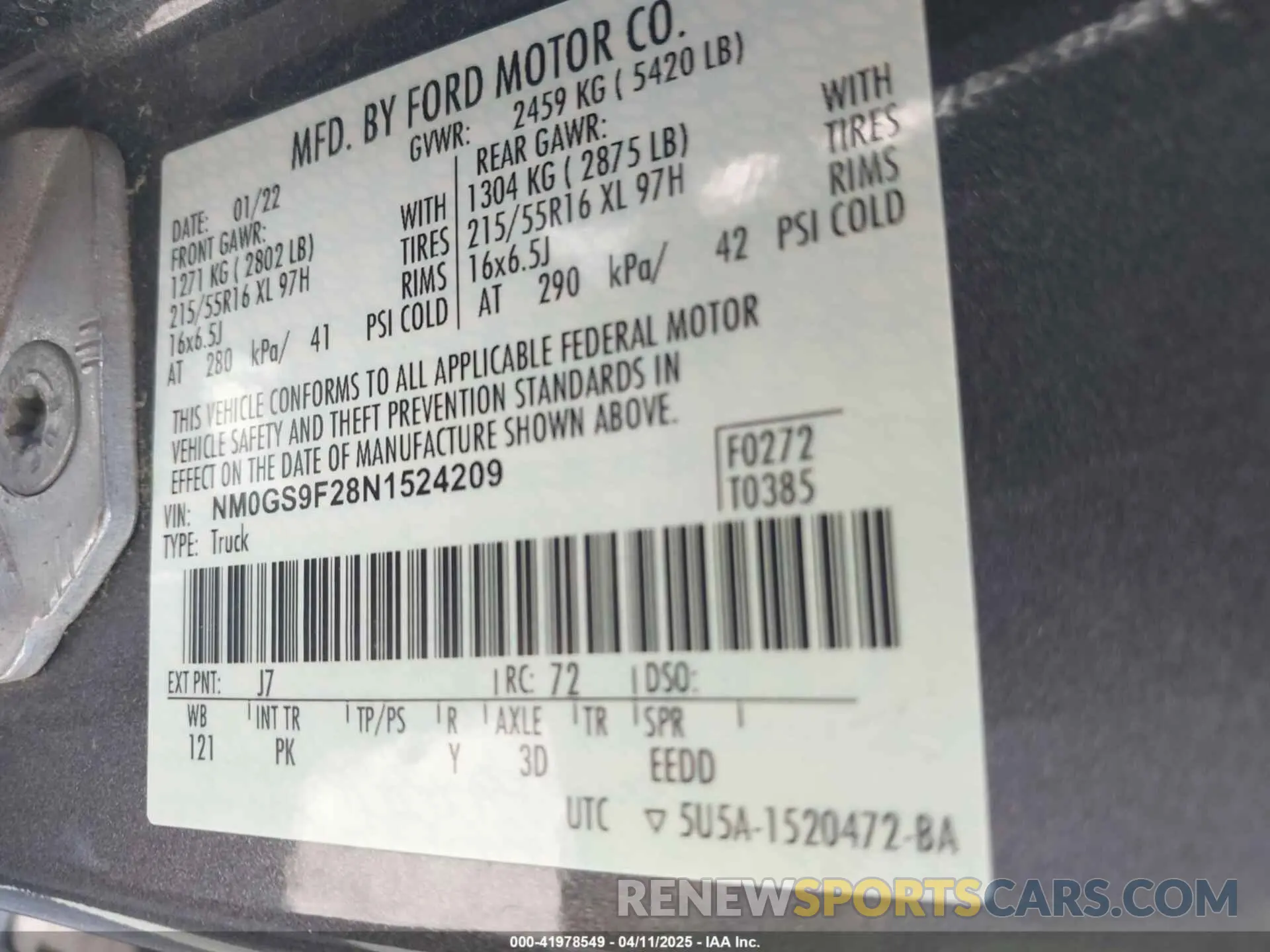 9 fotografías del automóvil dañado NM0GS9F28N1524209 FORD TRANSIT CONNECT 2022