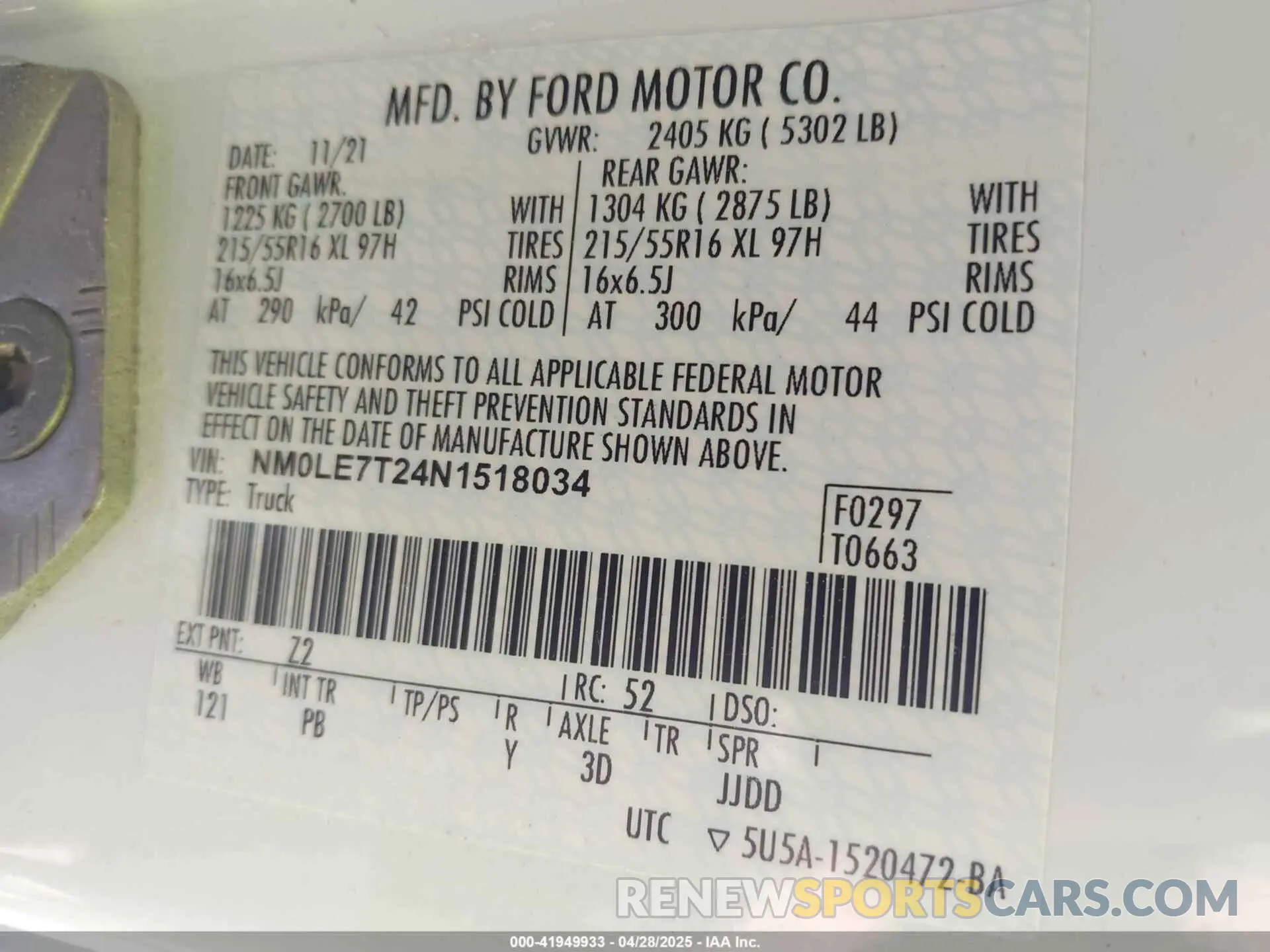 9 fotografías del automóvil dañado NM0LE7T24N1518034 FORD TRANSIT CONNECT 2022