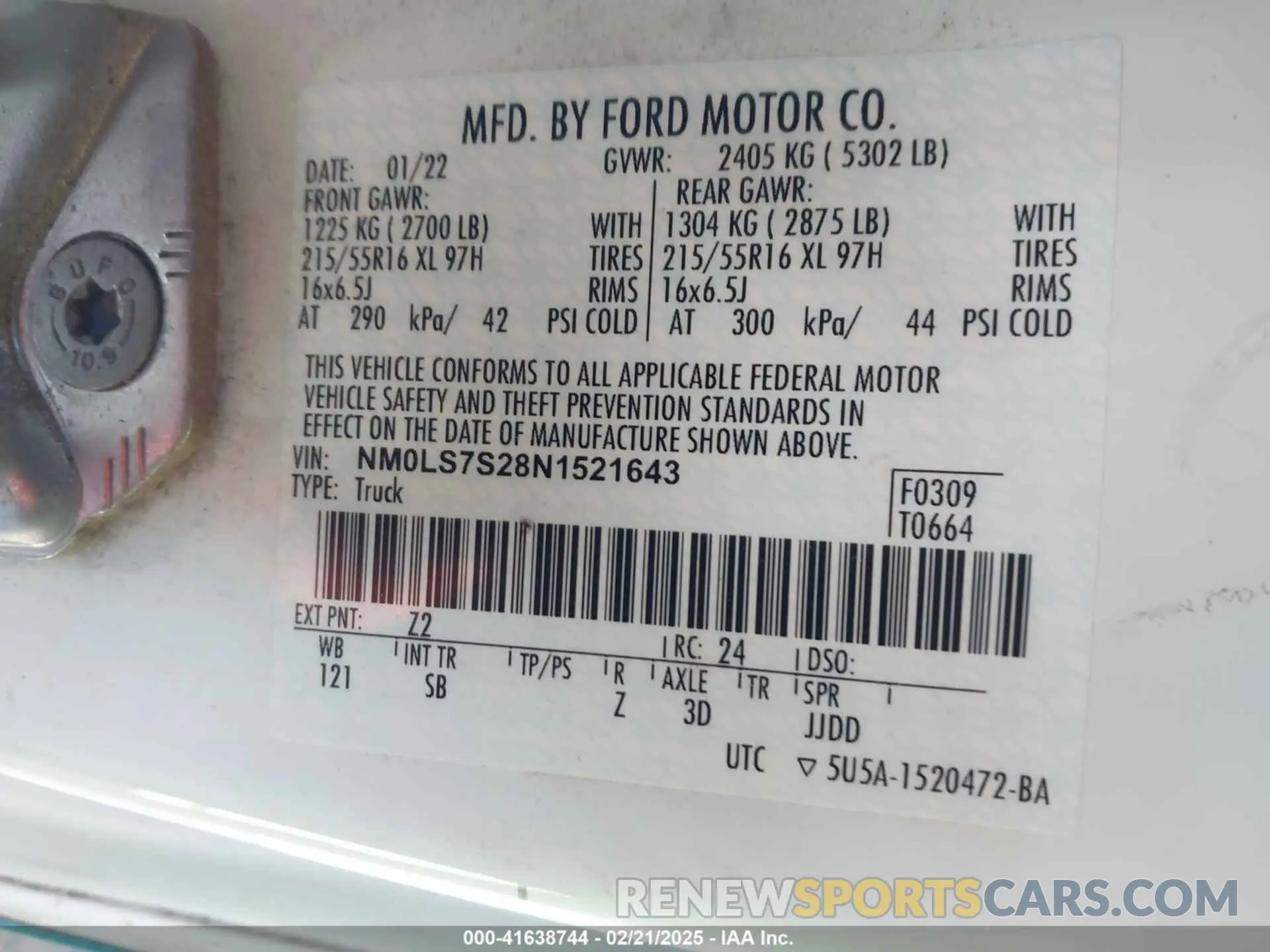 9 fotografías del automóvil dañado NM0LS7S28N1521643 FORD TRANSIT CONNECT 2022