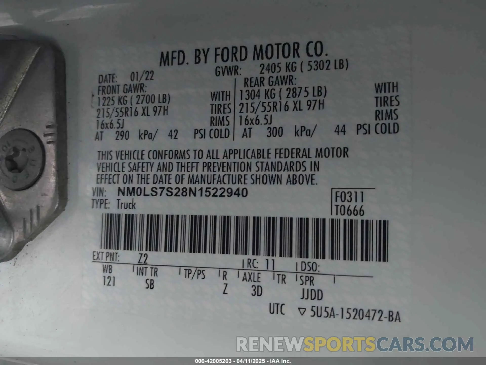 9 fotografías del automóvil dañado NM0LS7S28N1522940 FORD TRANSIT CONNECT 2022