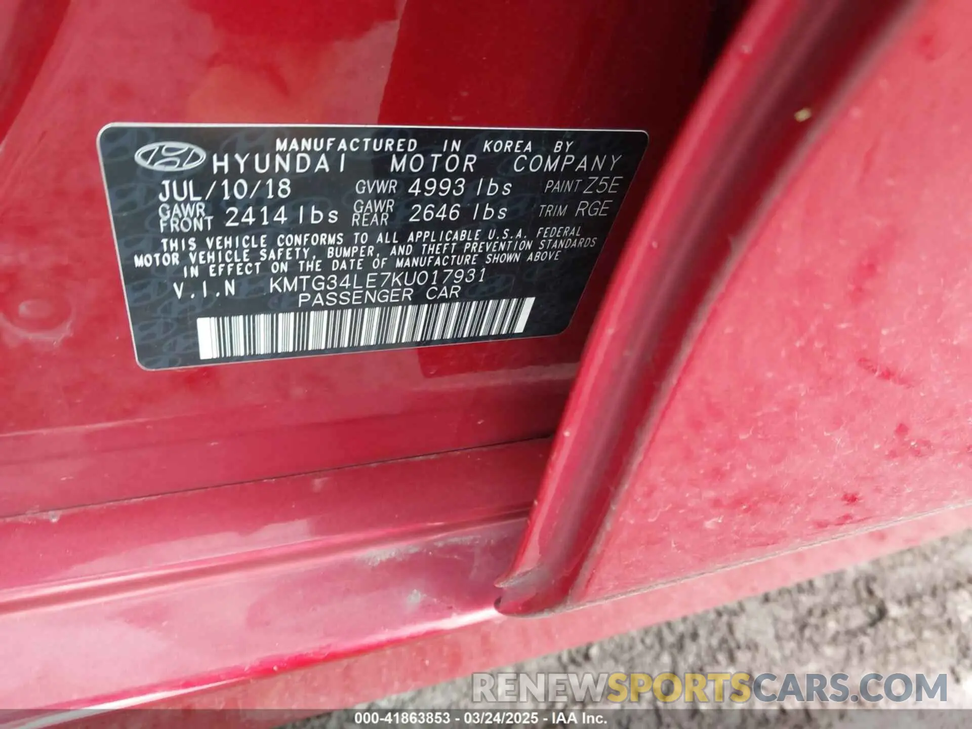 9 fotografías del automóvil dañado KMTG34LE7KU017931 GENESIS G70 2019