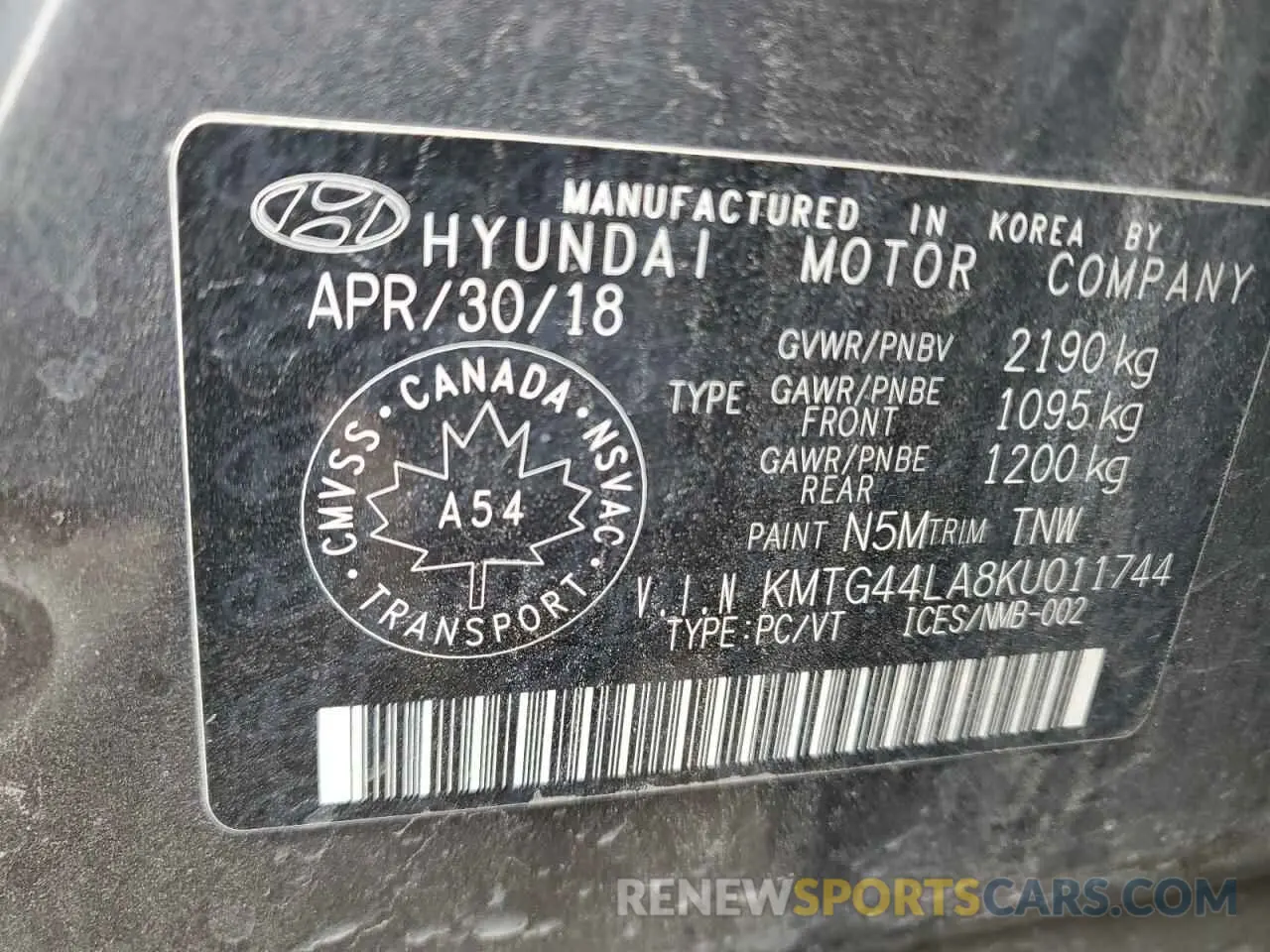 12 fotografías del automóvil dañado KMTG44LA8KU011744 GENESIS G70 2019