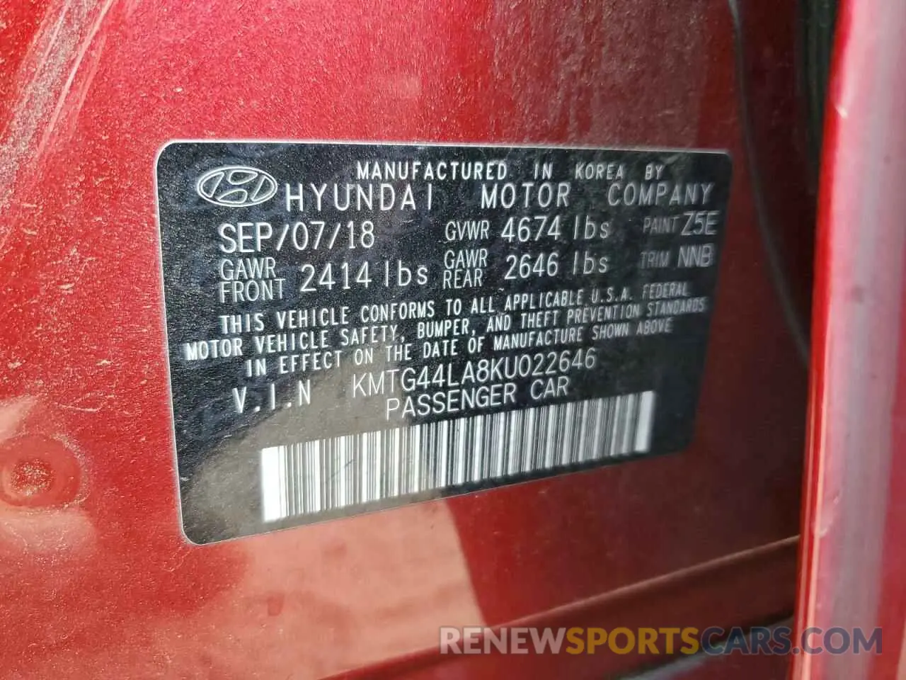 12 fotografías del automóvil dañado KMTG44LA8KU022646 GENESIS G70 2019