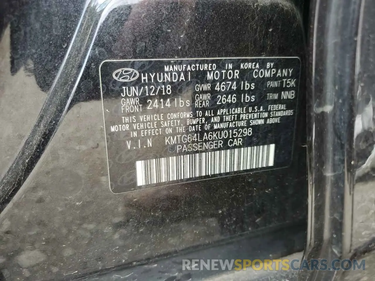 12 fotografías del automóvil dañado KMTG64LA6KU015298 GENESIS G70 2019