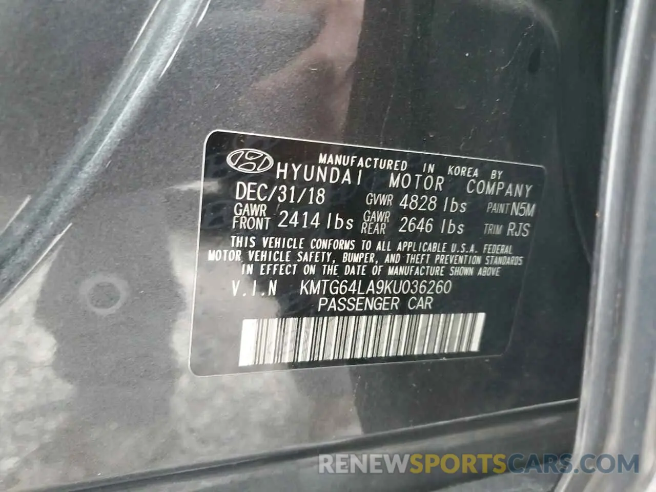 12 fotografías del automóvil dañado KMTG64LA9KU036260 GENESIS G70 2019