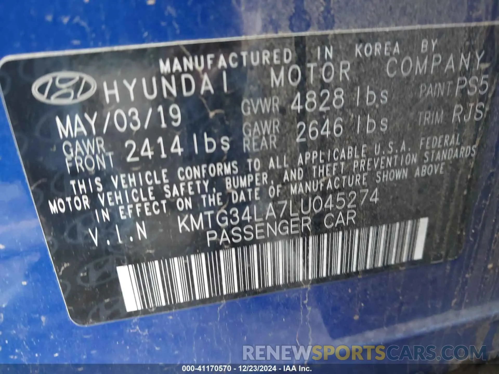 9 fotografías del automóvil dañado KMTG34LA7LU045274 GENESIS G70 2020
