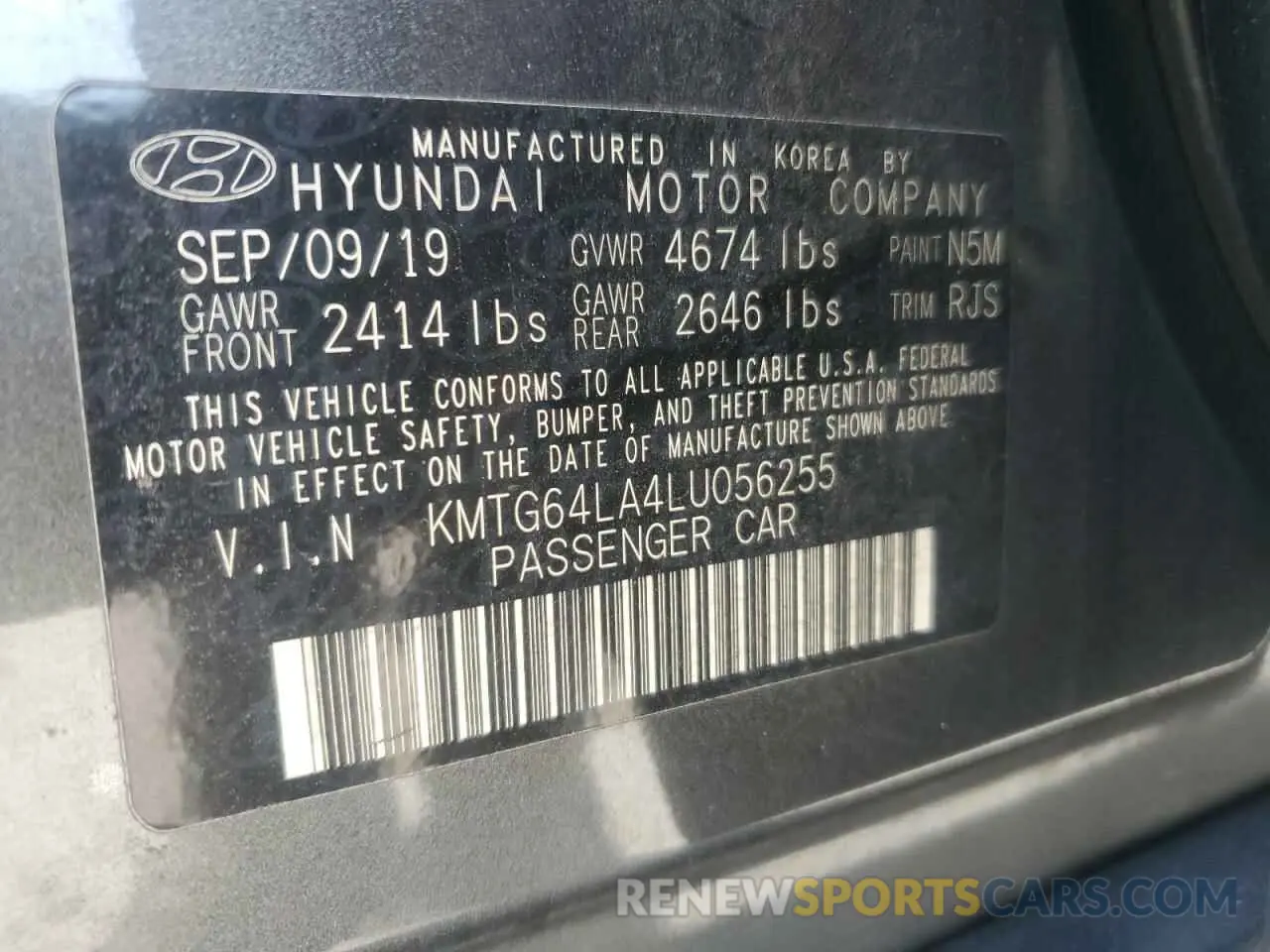 14 fotografías del automóvil dañado KMTG64LA4LU056255 GENESIS G70 2020