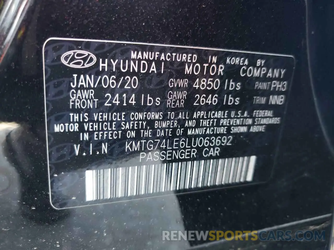 12 fotografías del automóvil dañado KMTG74LE6LU063692 GENESIS G70 2020