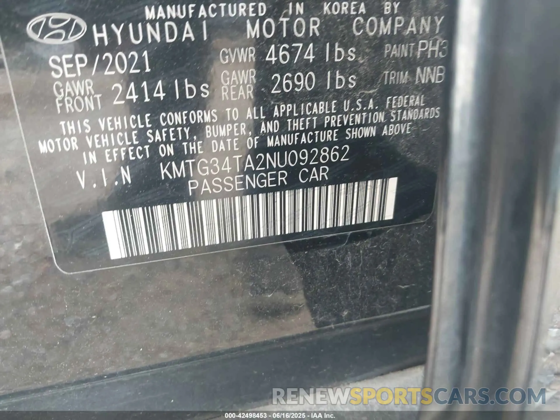 9 fotografías del automóvil dañado KMTG34TA2NU092862 GENESIS G70 2022