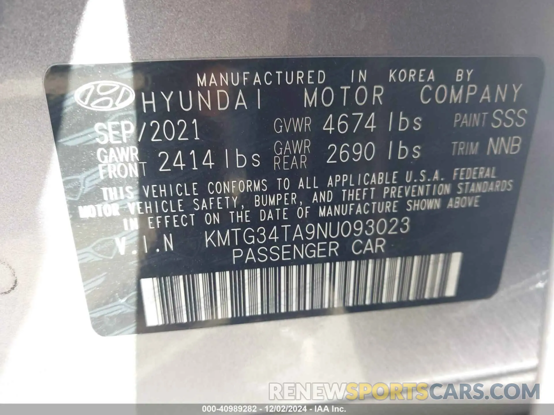 9 fotografías del automóvil dañado KMTG34TA9NU093023 GENESIS G70 2022