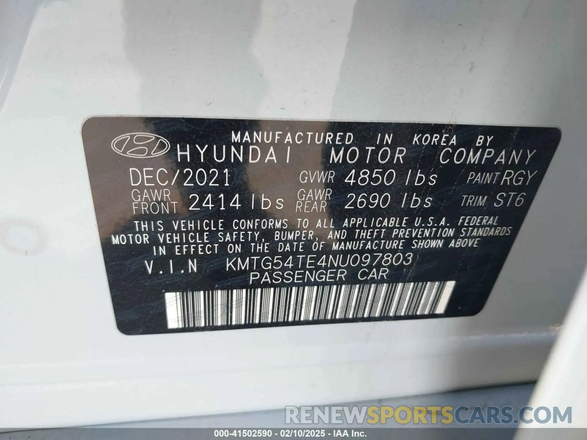 9 fotografías del automóvil dañado KMTG54TE4NU097803 GENESIS G70 2022