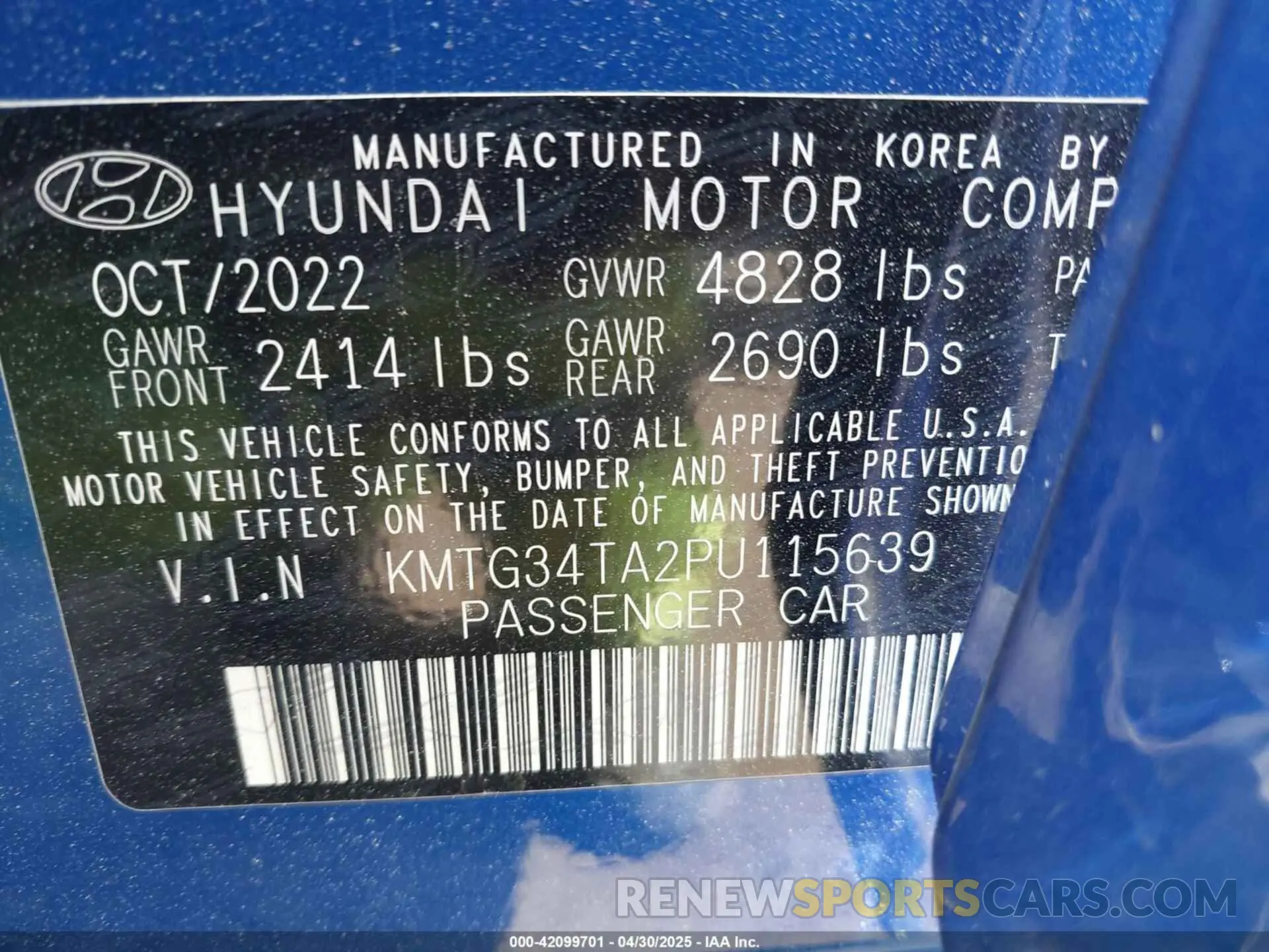 9 fotografías del automóvil dañado KMTG34TA2PU115639 GENESIS G70 2023