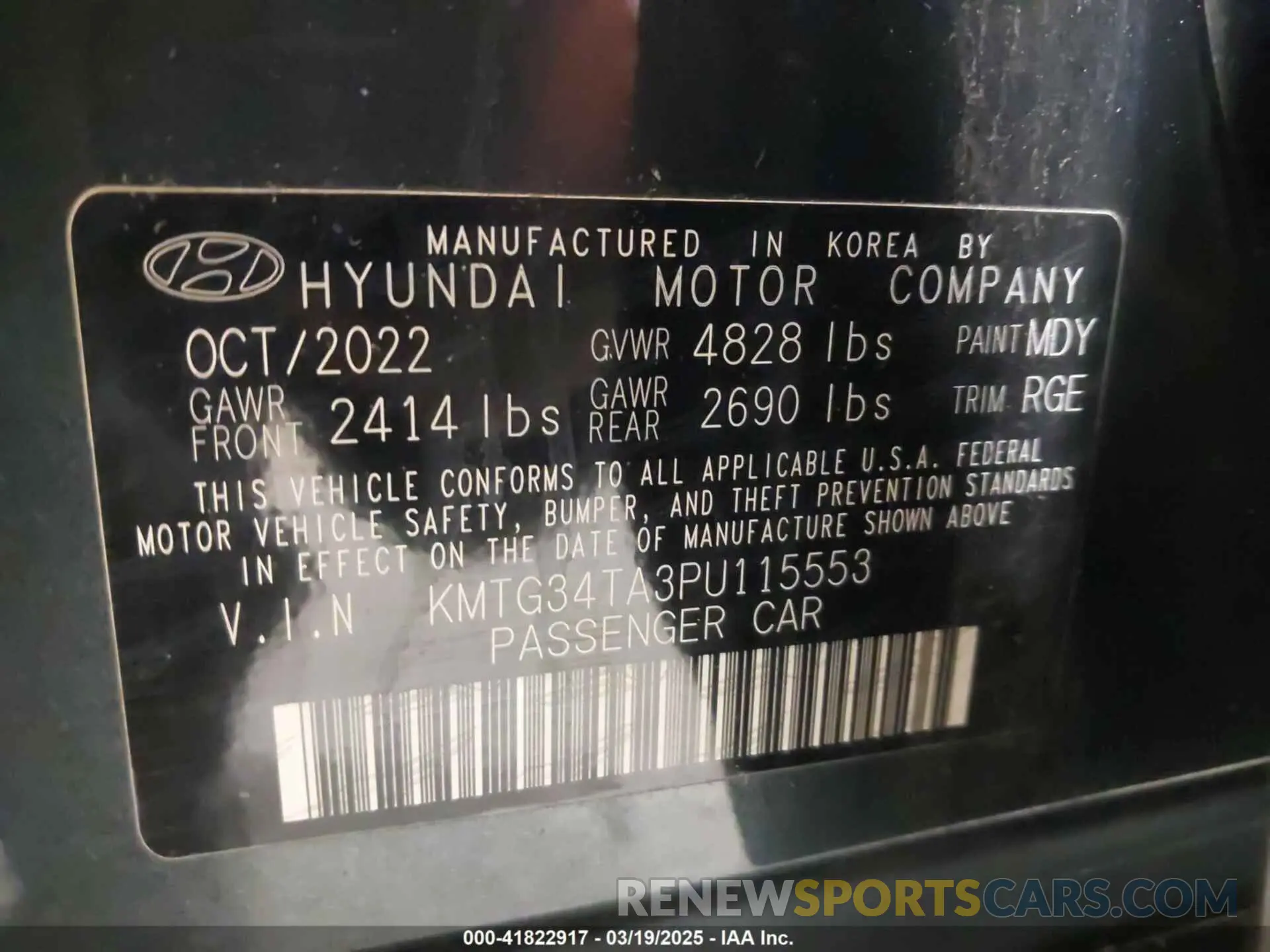 9 fotografías del automóvil dañado KMTG34TA3PU115553 GENESIS G70 2023