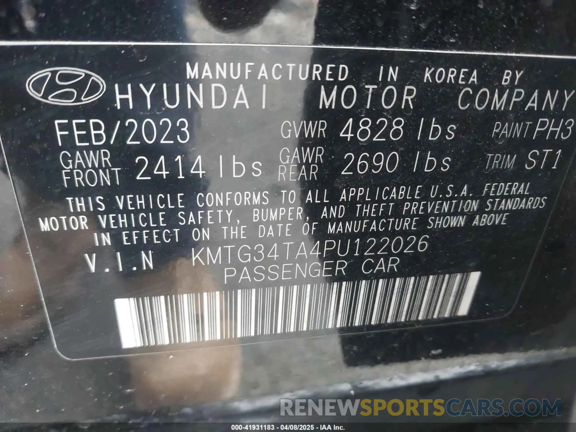 9 fotografías del automóvil dañado KMTG34TA4PU122026 GENESIS G70 2023