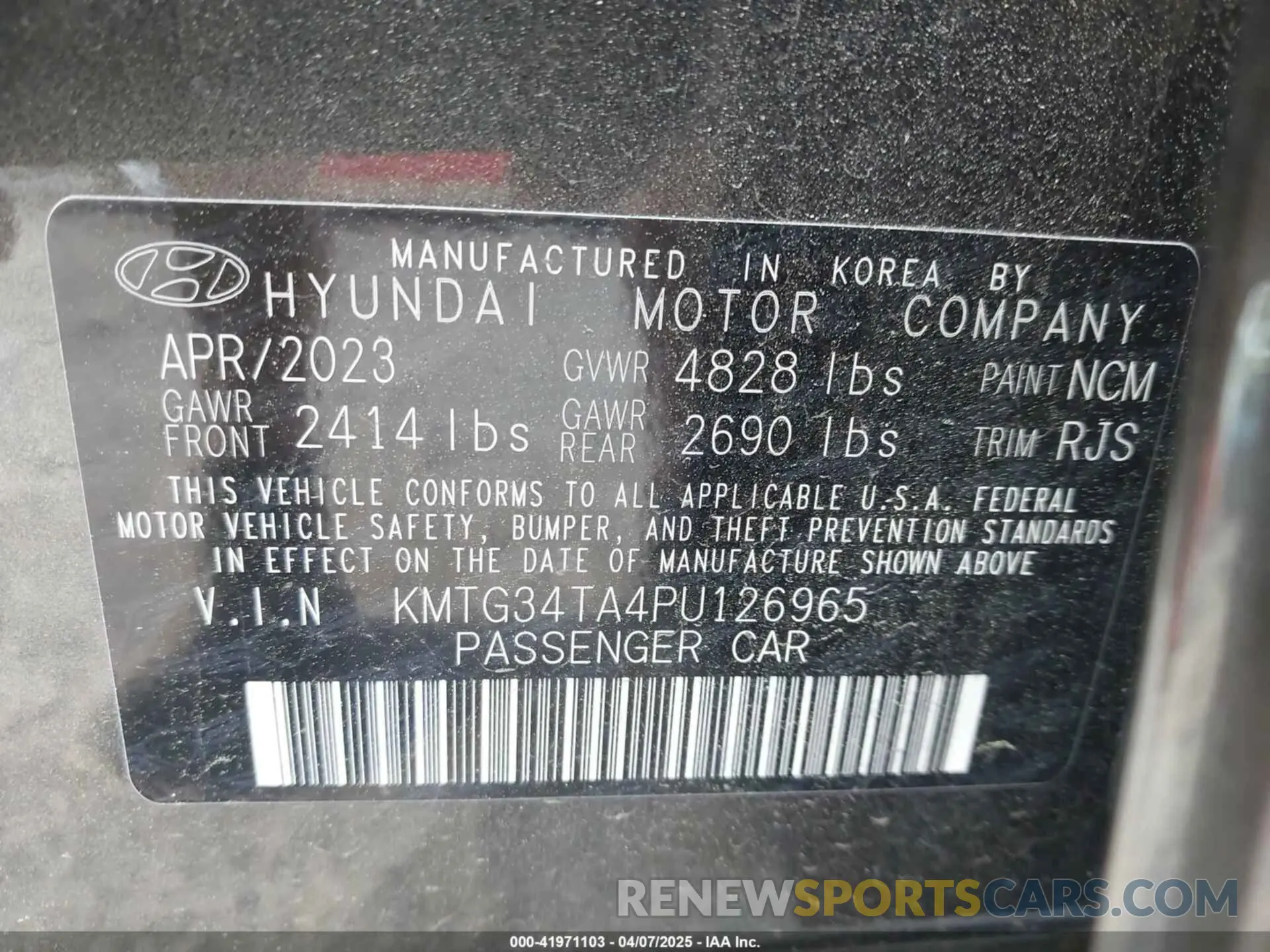 9 fotografías del automóvil dañado KMTG34TA4PU126965 GENESIS G70 2023