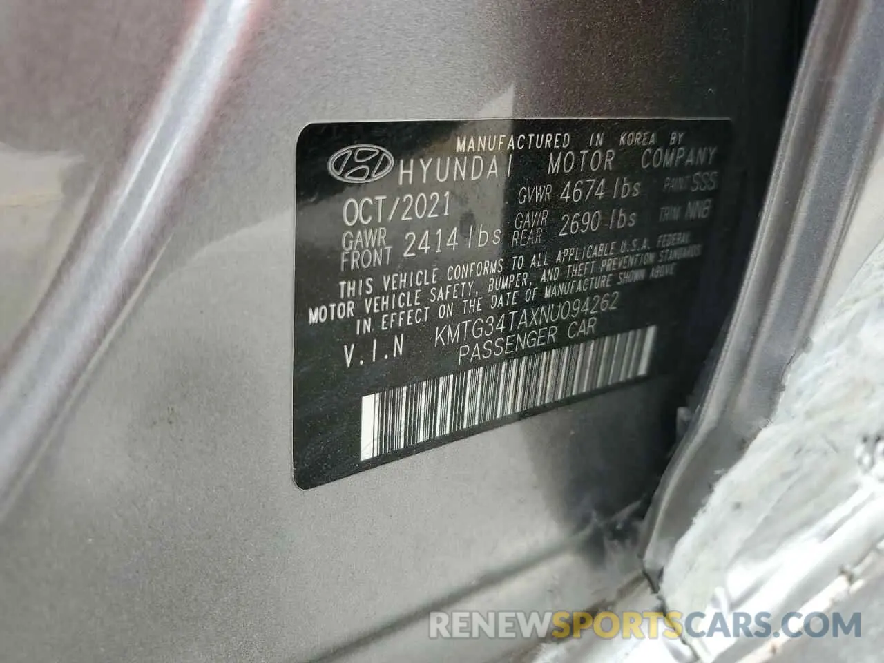 12 fotografías del automóvil dañado KMTG34TAXNU094262 GENESIS G70 BASE 2022