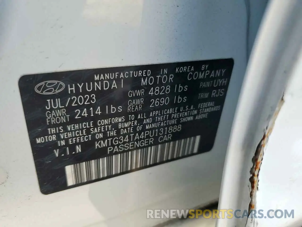 13 fotografías del automóvil dañado KMTG34TA4PU131888 GENESIS G70 BASE 2023