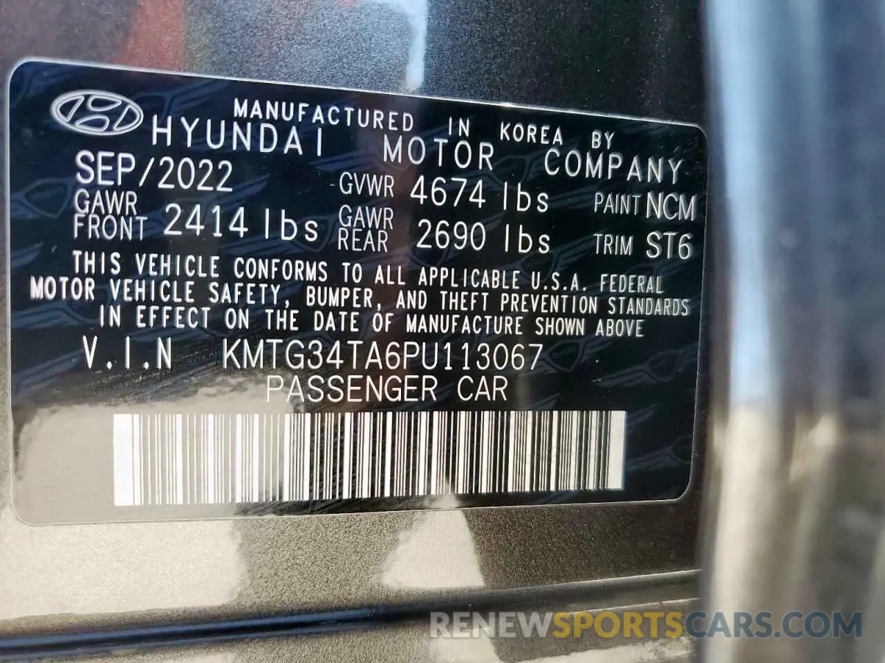 13 fotografías del automóvil dañado KMTG34TA6PU113067 GENESIS G70 BASE 2023