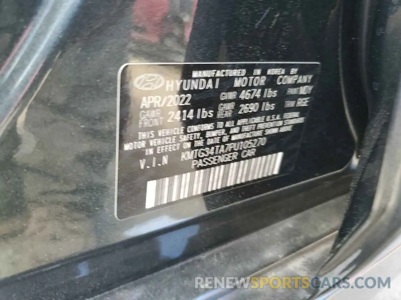 13 fotografías del automóvil dañado KMTG34TA7PU105270 GENESIS G70 BASE 2023