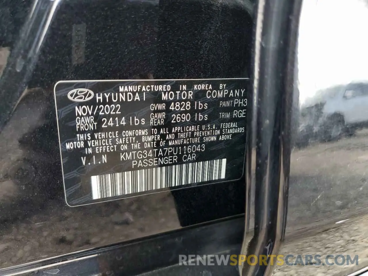 12 fotografías del automóvil dañado KMTG34TA7PU116043 GENESIS G70 BASE 2023
