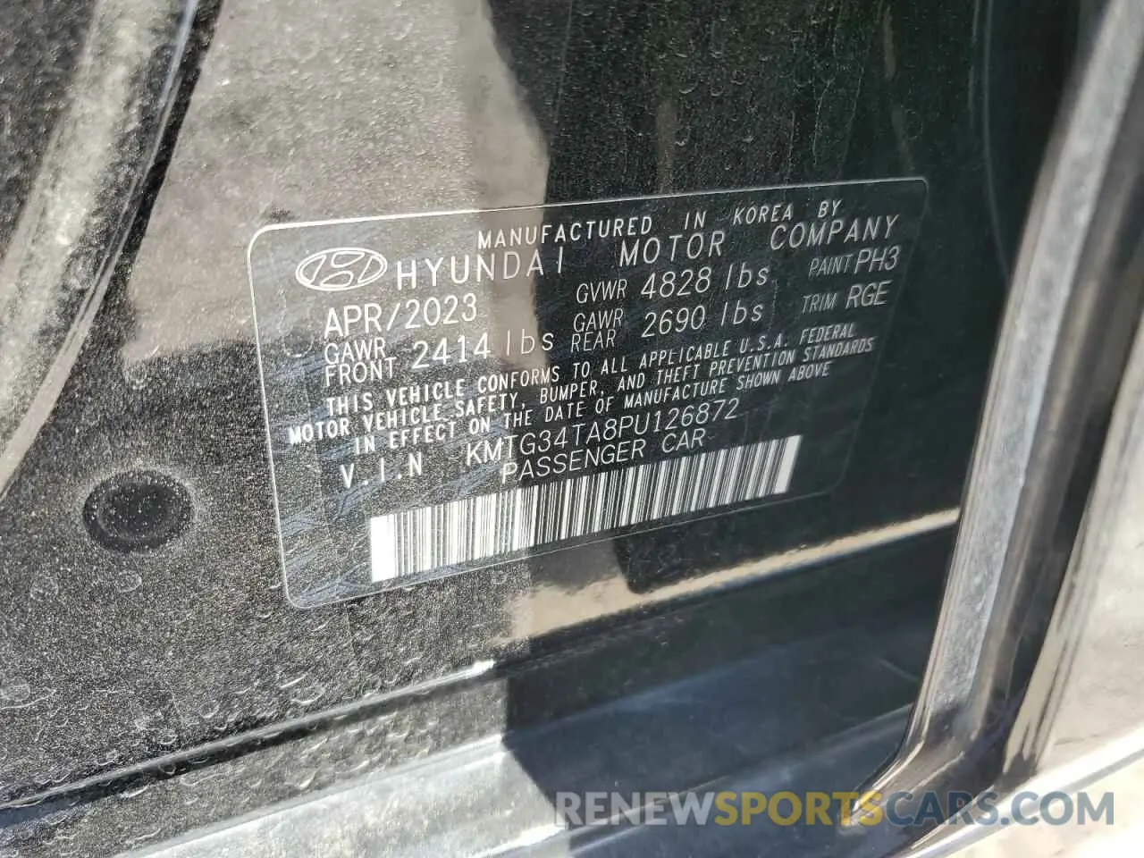 12 fotografías del automóvil dañado KMTG34TA8PU126872 GENESIS G70 BASE 2023