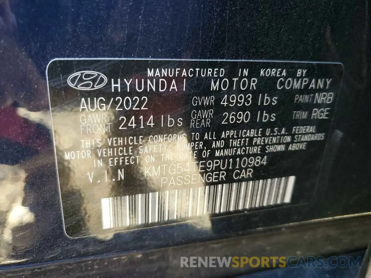 12 fotografías del automóvil dañado KMTG54TE9PU110984 GENESIS G70 BASE 2023