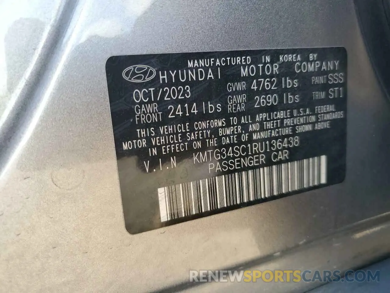 12 fotografías del automóvil dañado KMTG34SC1RU136438 GENESIS G70 BASE 2024