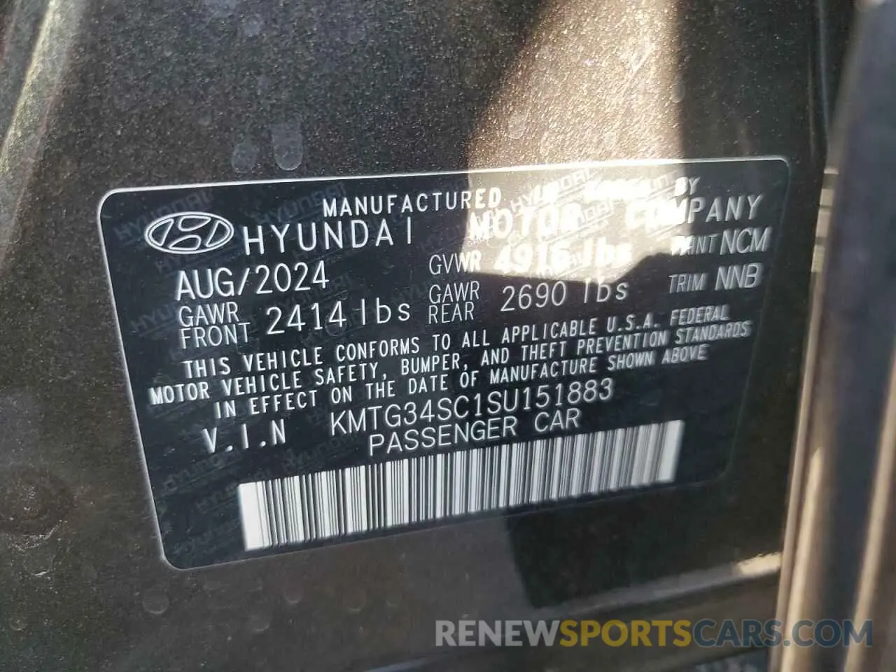 12 fotografías del automóvil dañado KMTG34SC1SU151883 GENESIS G70 BASE 2025