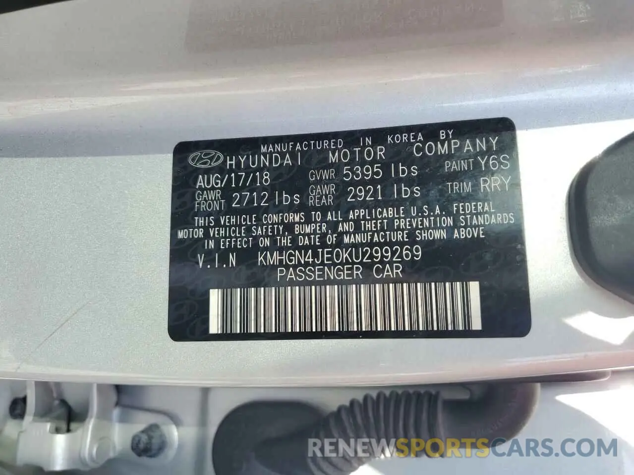13 fotografías del automóvil dañado KMHGN4JE0KU299269 GENESIS G80 2019