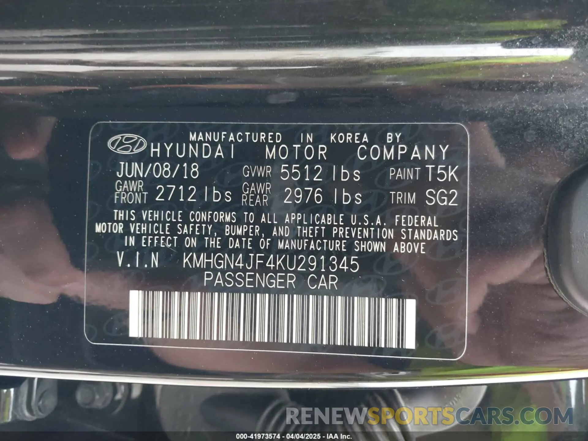 9 fotografías del automóvil dañado KMHGN4JF4KU291345 GENESIS G80 2019