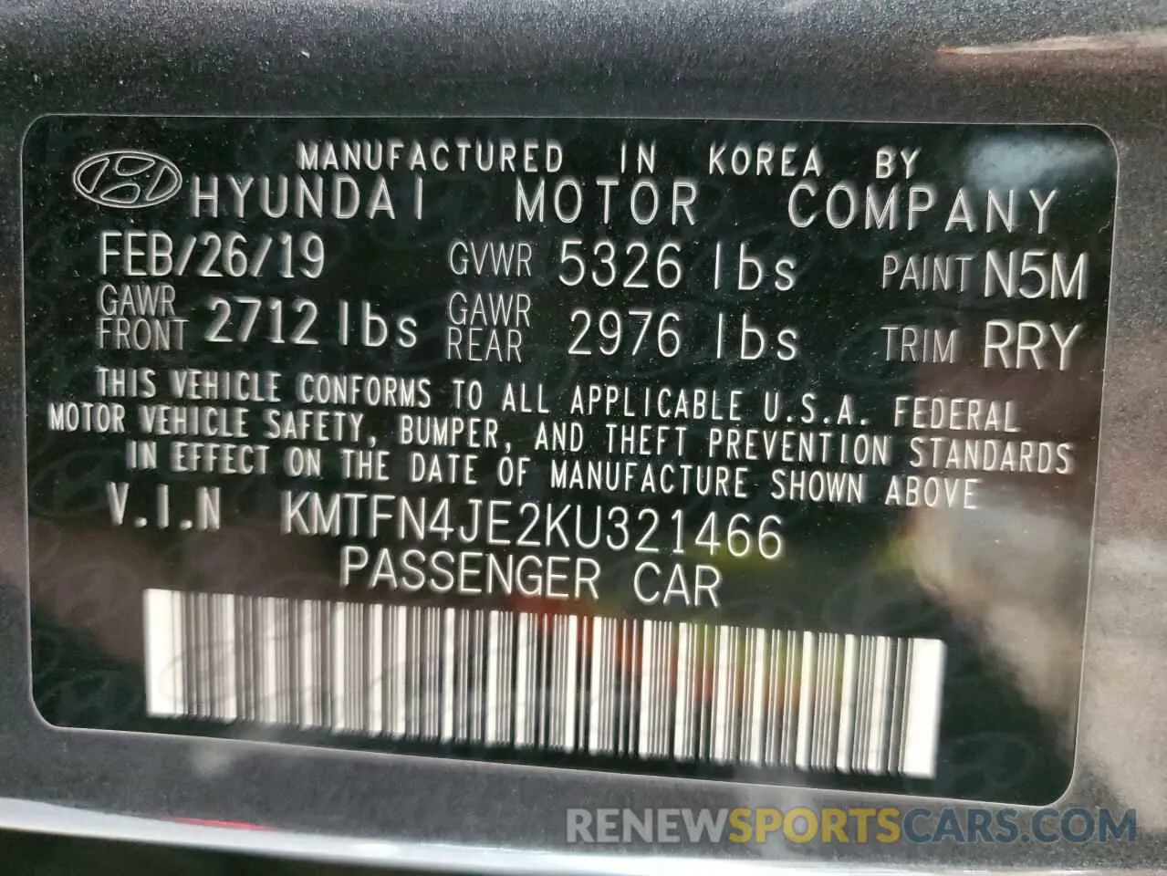 12 fotografías del automóvil dañado KMTFN4JE2KU321466 GENESIS G80 2019