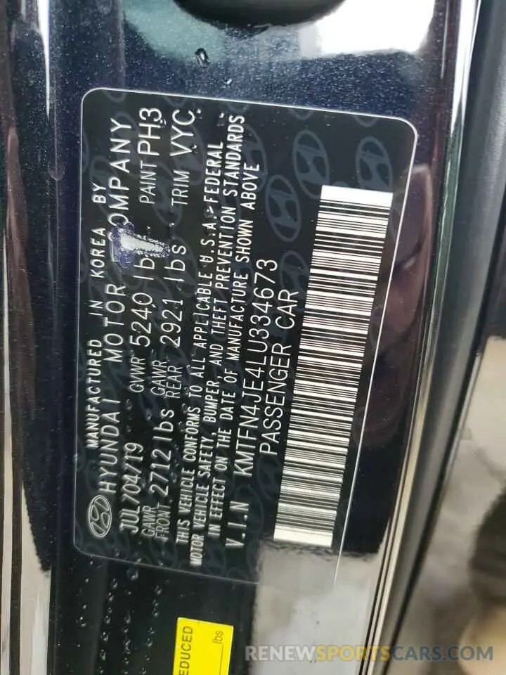 12 fotografías del automóvil dañado KMTFN4JE4LU334673 GENESIS G80 2020