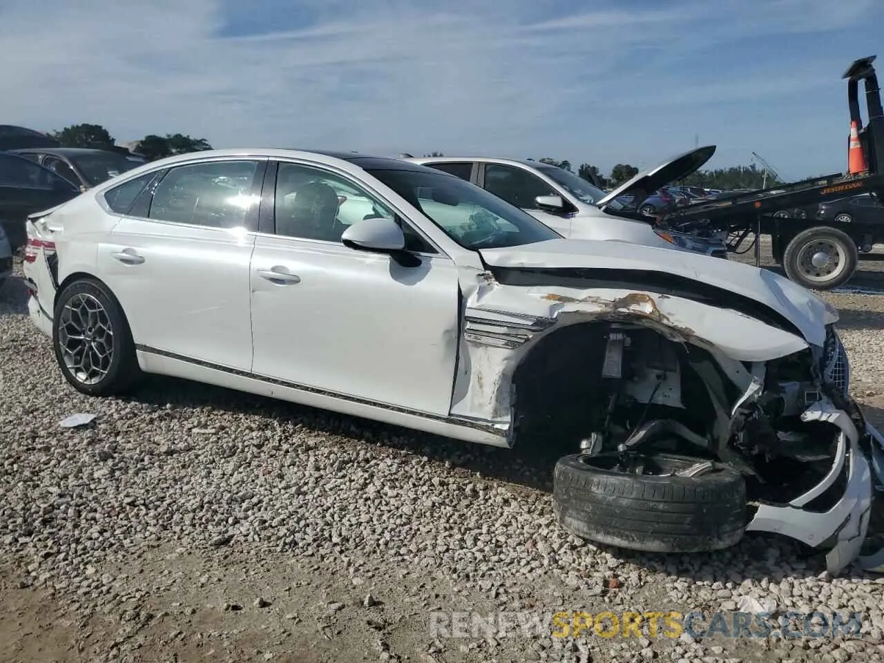 4 fotografías del automóvil dañado KMTGB4SC8MU044111 GENESIS G80 2021