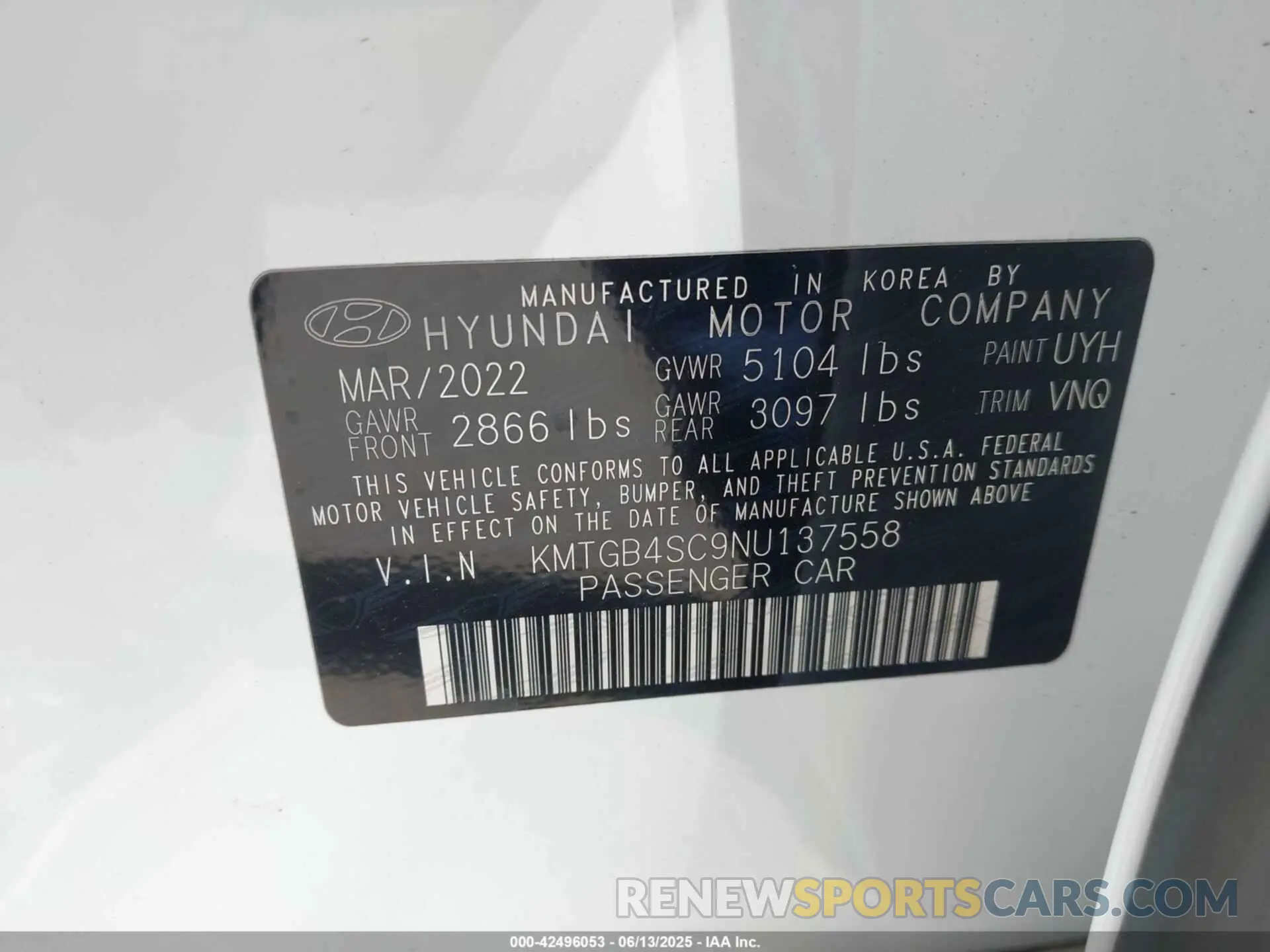 9 fotografías del automóvil dañado KMTGB4SC9NU137558 GENESIS G80 2022