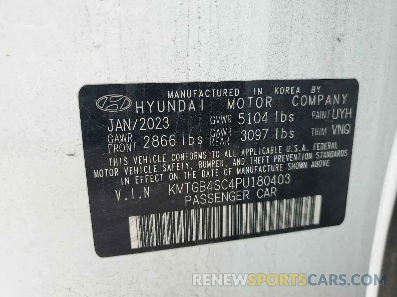 12 fotografías del automóvil dañado KMTGB4SC4PU180403 GENESIS G80 2023