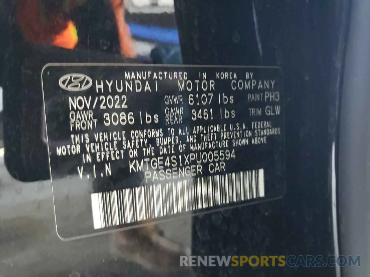 12 fotografías del automóvil dañado KMTGE4S1XPU005594 GENESIS G80 2023