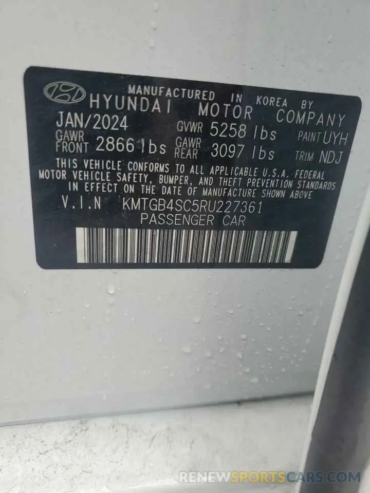 10 fotografías del automóvil dañado KMTGB4SC5RU227361 GENESIS G80 2024