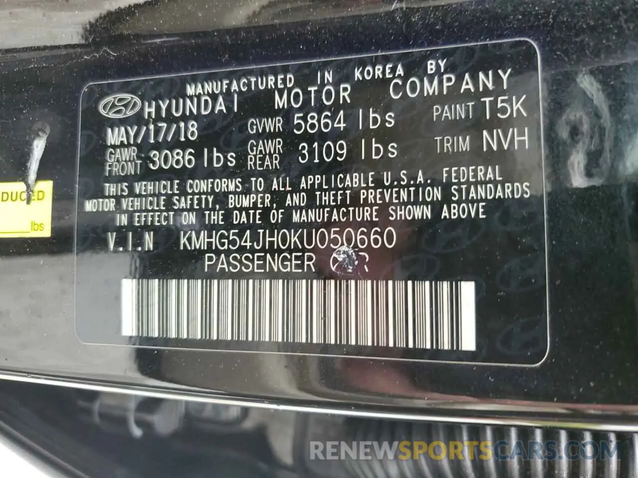 12 fotografías del automóvil dañado KMHG54JH0KU050660 GENESIS G90 2019