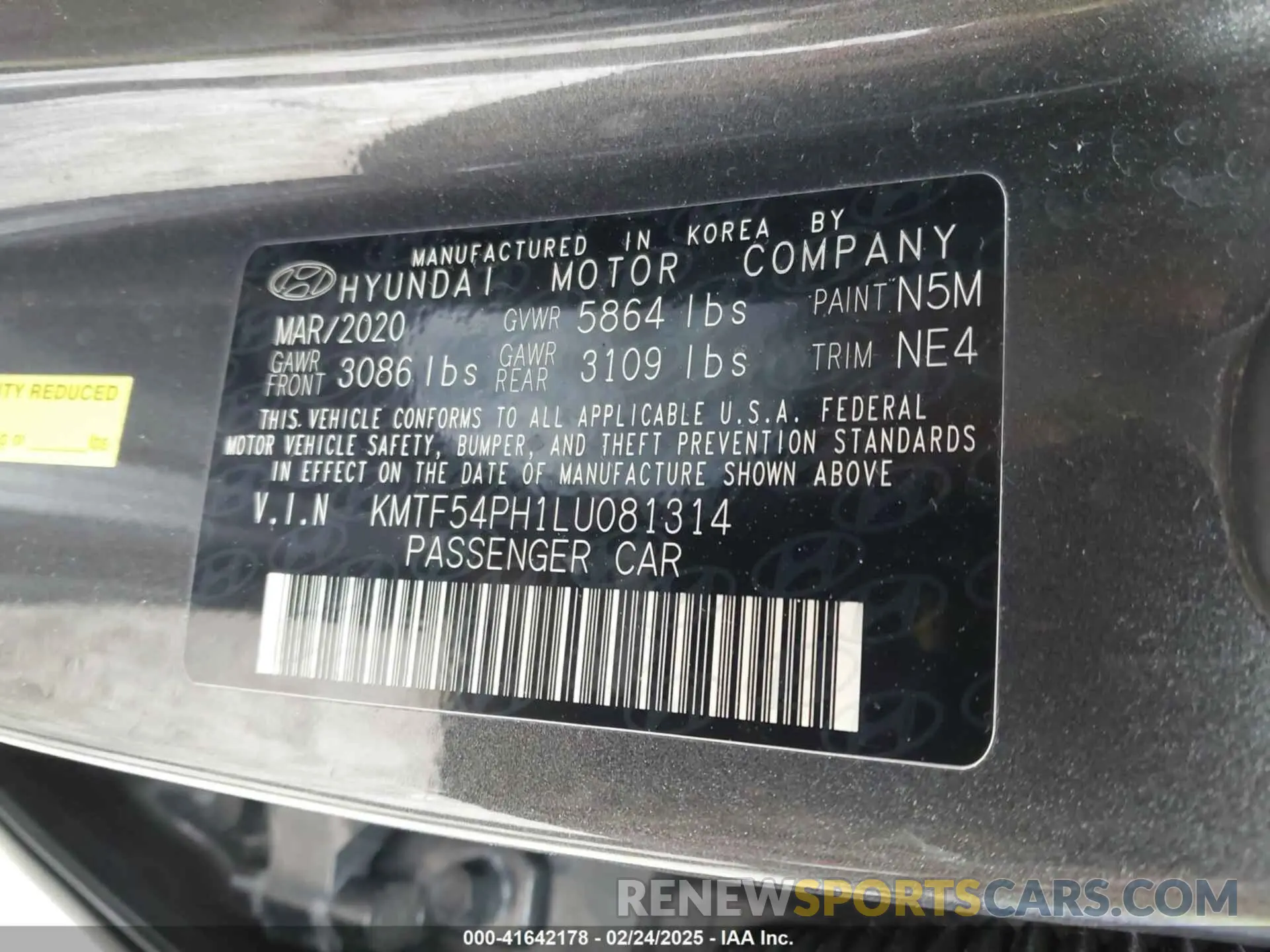 9 fotografías del automóvil dañado KMTF54PH1LU081314 GENESIS G90 2020