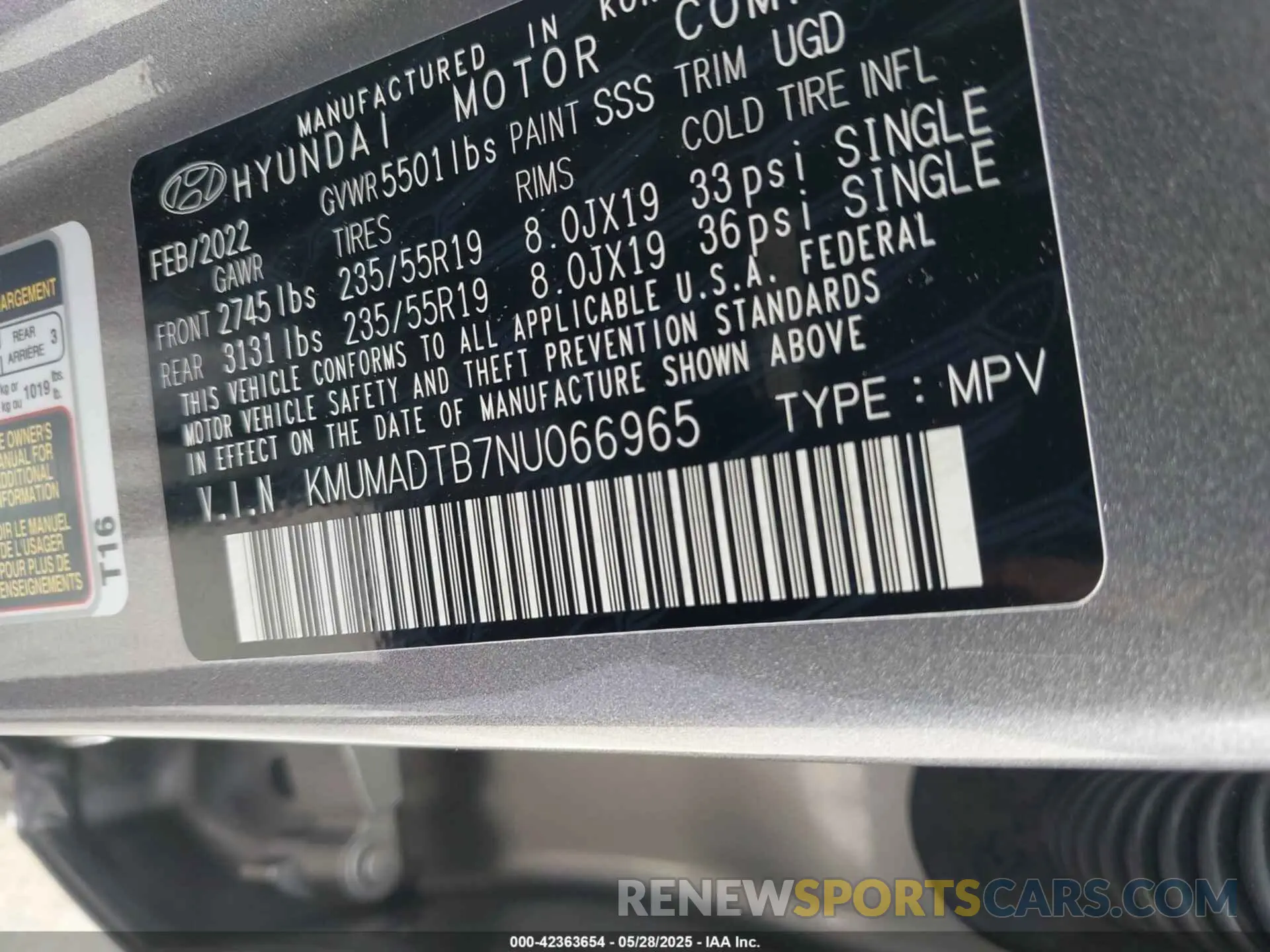 9 fotografías del automóvil dañado KMUMADTB7NU066965 GENESIS GV70 2022