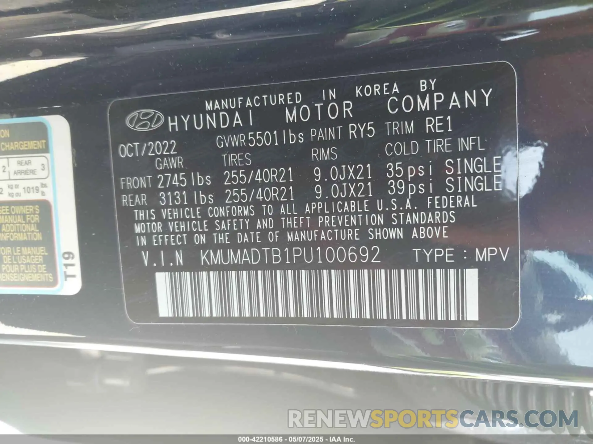9 fotografías del automóvil dañado KMUMADTB1PU100692 GENESIS GV70 2023