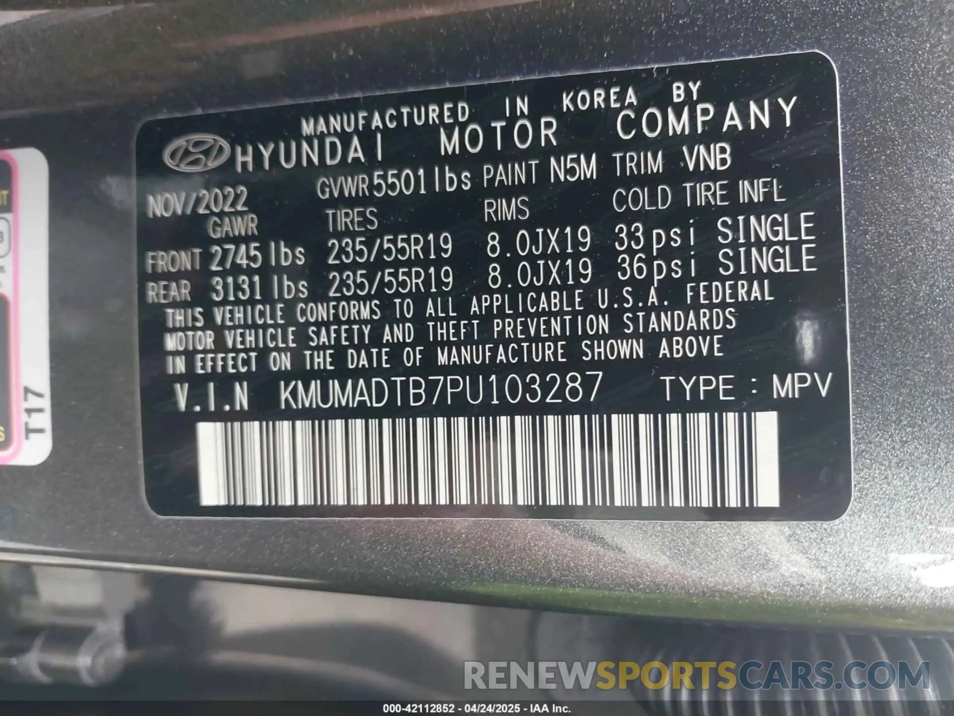 9 fotografías del automóvil dañado KMUMADTB7PU103287 GENESIS GV70 2023
