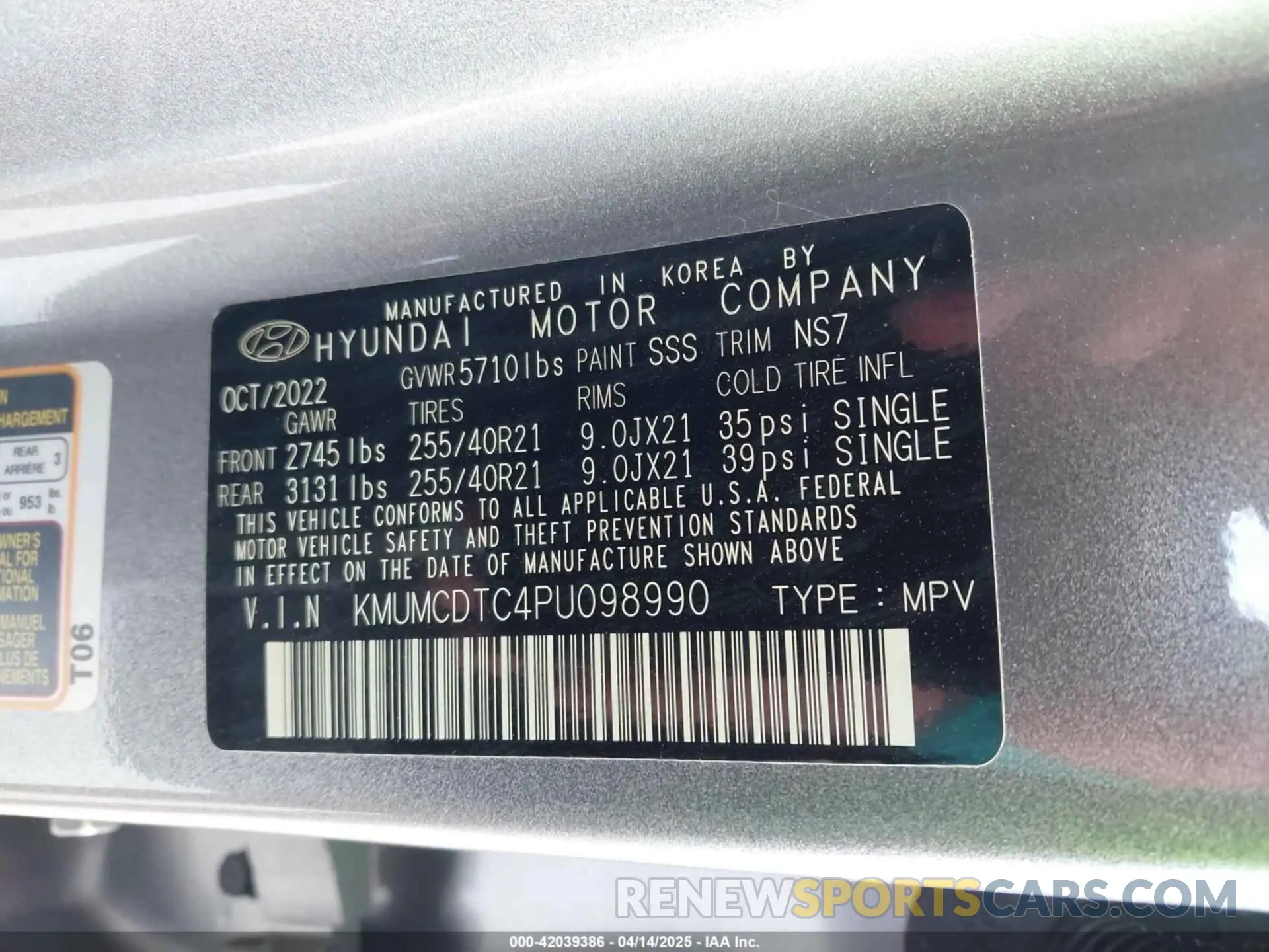 9 fotografías del automóvil dañado KMUMCDTC4PU098990 GENESIS GV70 2023
