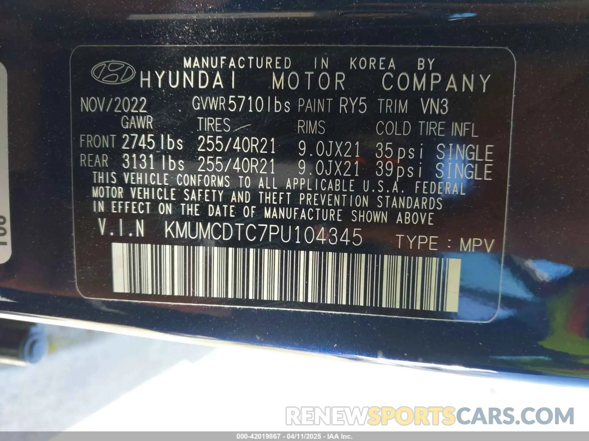 9 fotografías del automóvil dañado KMUMCDTC7PU104345 GENESIS GV70 2023