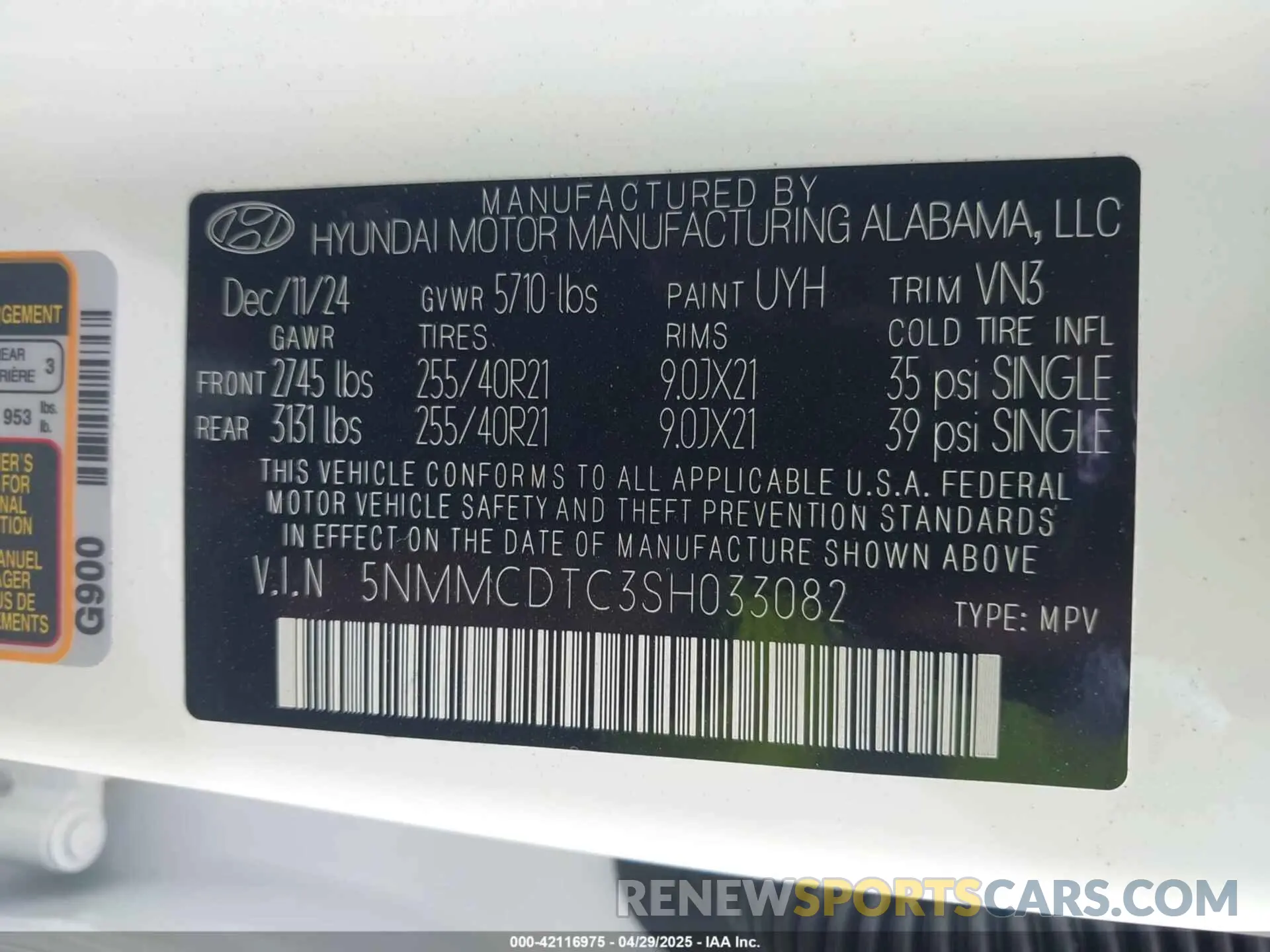 9 fotografías del automóvil dañado 5NMMCDTC3SH033082 GENESIS GV70 2025